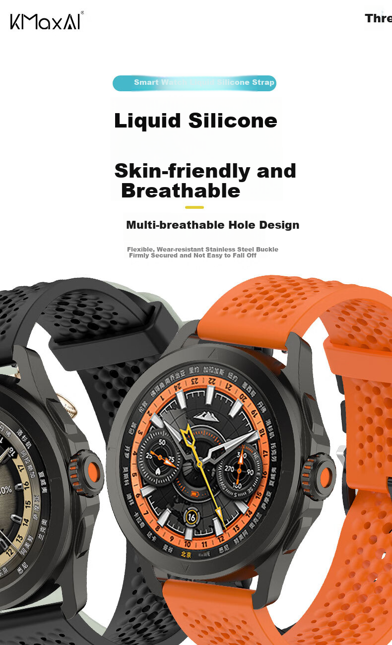 KMaxAI Compatible Liquid Silicone Watch Band for Xiaomi Watch S4/S4 Sport, Suitable for S1/S2/S3 Pro Watches, Color Sports Version Breathable Replacement Strap, Orange 1