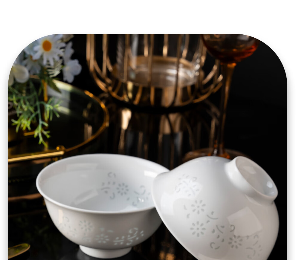 Jingde Story Jingdezhen Exquisite Porcelain 6-Inch Noodle Bowls Set of 2 Household Soup Noodle Bowls Large Rice Bowls Ceramic Tableware Noodle Bowl Set 6