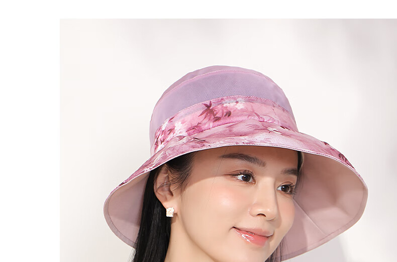 Hengyuanxiang Silk Sun Hat for Women, Summer New Fashion Mulberry Silk UV Protection Hat with Floral Print, Wide Brim Sunhat for Grandmothers And Mothers 11