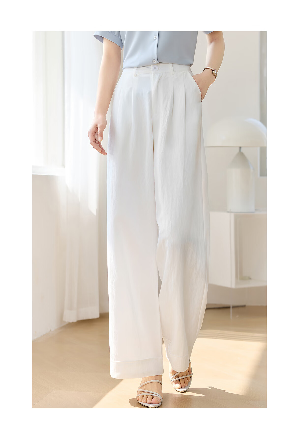 Chushen Spring And Summer Wide-Leg Pants for Women, High-Waisted, Height-Increasing, Straight-Leg, Loose-Fitting, Slimming, Relaxed Casual Long Pants S52X062 23