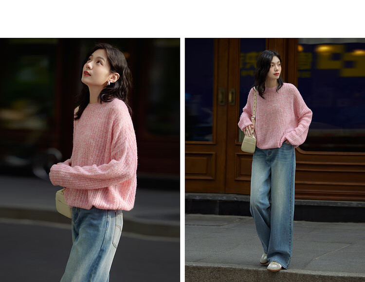 Dme [Containing Wool] Spring Lightweight Striped Hollow-Out Round Neck Sweater, High-Elastic Comfortable Knit Top for Wome 5