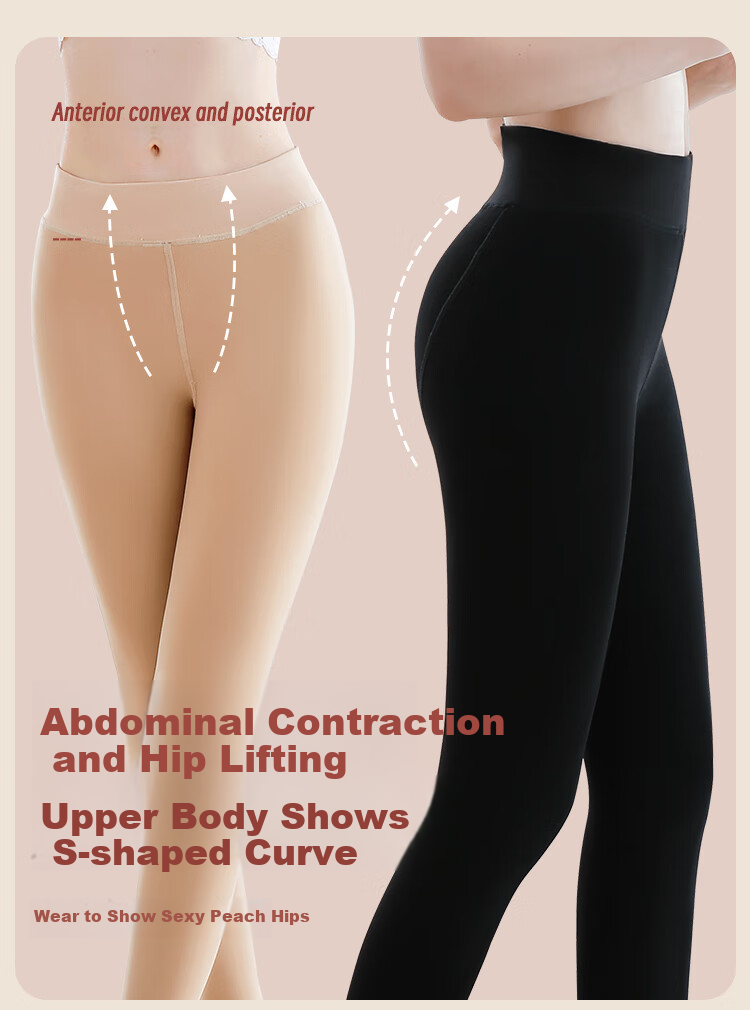 LangSha High-Waisted Leggings for Women, Autumn And Winter Slimming Pants, Thermal Thick Fleece-Lined Tights, Black One-Piece Pants 9