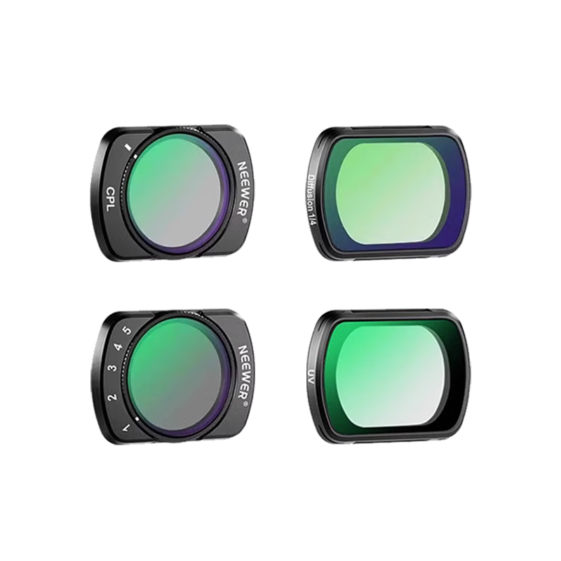 NEEWER Filter Kit Compatible with DJI Pocket 4/3 Camera, Magnetic Quick-Release Filters, UV Protection Filter, ND Neutral Density Filter, CPL Polarizing Filter, Black Soft 1/4