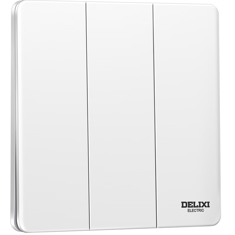 DELIXI Switch Socket Panel CD290 Series Ultra-thin Flat Large Plate [Three-gang Two-way Control] Polar White