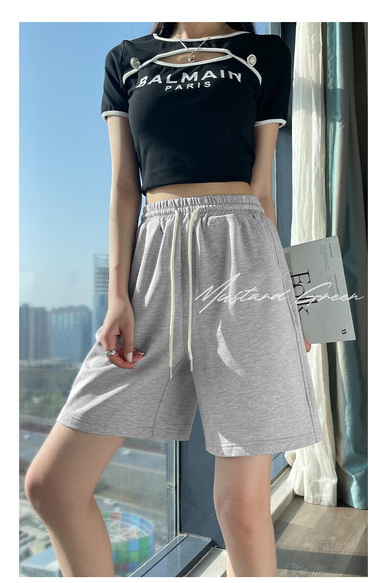 Warrior Women's Sports Shorts Summer 2026 New Casual Plus Size Black Loose Knit Five-Point Pants 12