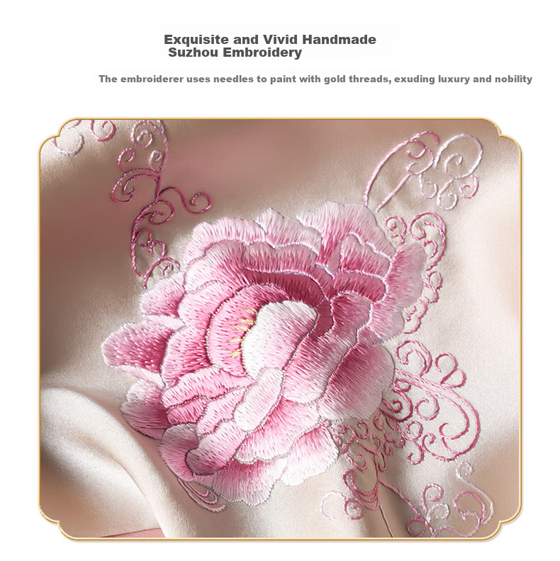 Hangsilu Suzhou Embroidery Silk Scarf, Bookmark + Pen Set, Mulberry Silk Birthday Gift, Mid-Autumn Festival Gift for Mom And Elders, High-End 5