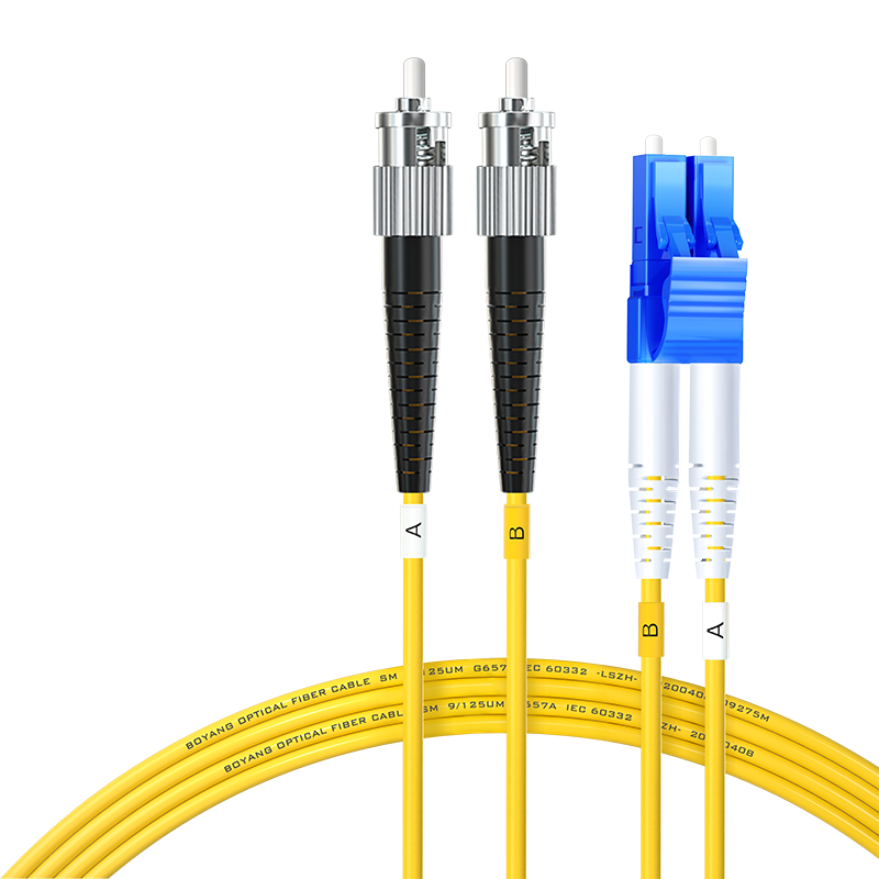 BOYANG Telecom-Grade Fiber Optic Patch Cable, ST-LC (UPC), 3 Meters, Single-Mode Duplex Pigtail, Φ2.0 Flame-Retardant Low-Smoke Zero-Halogen Fiber Optic Cable, BY-3252SM