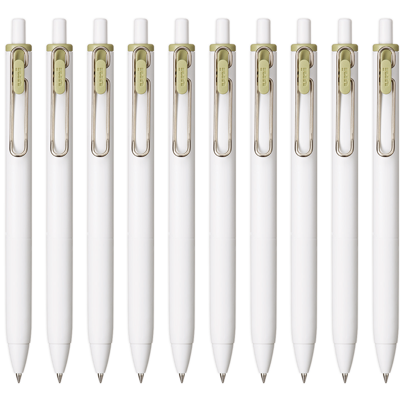Uni-Mitsubishi Uni-Ball One Series, Small Concentric Core Avocado Green Gel Pen, High Aesthetic Value, 0.5mm Signing Pen, UMN-S 10 Pieces