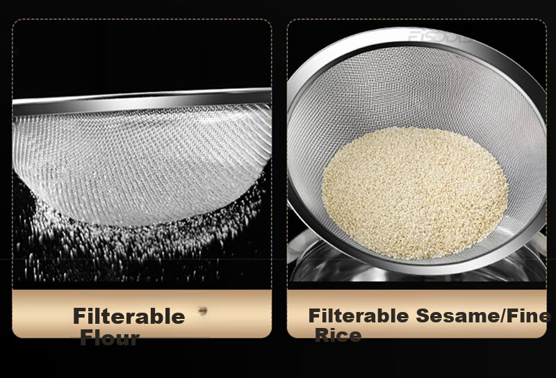 FISDDIS Thickened Stainless Steel Strainer Colander for Home Use, Oil Separator for Soy Milk And Chinese Medicine, Flour Sieve, 20cm 7