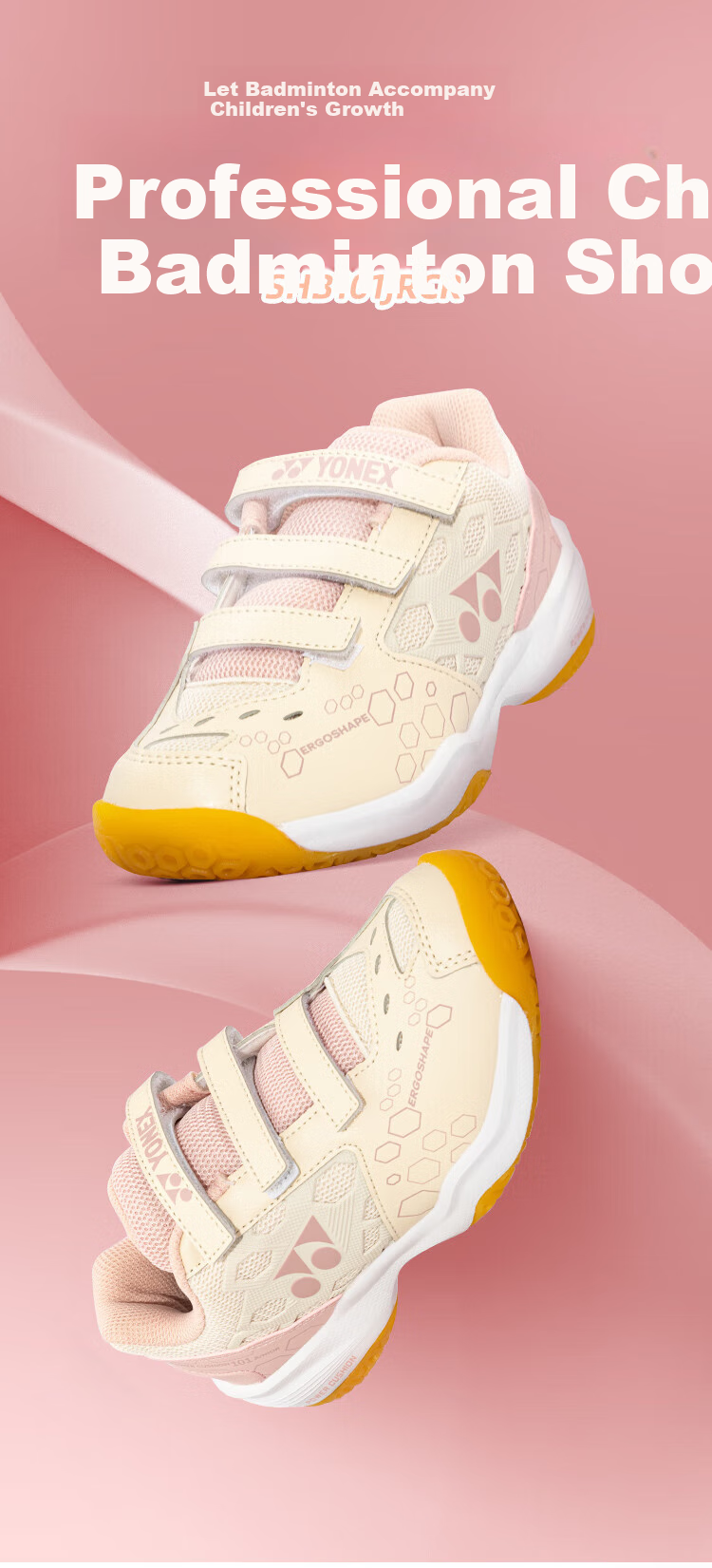 YONEX Badminton Shoes for Children, Youth And Students, Breathable for Competition And Training, SHB101J, White And Gold, Size 34 2