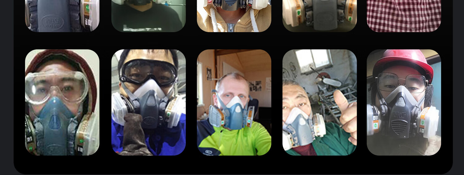 MAIDUN Gas Mask, Fire Escape Respirator, Anti-Toxic Carbon Filter Mask for Formaldehyde And Paint Spray, Welding Mask M8 Set 6