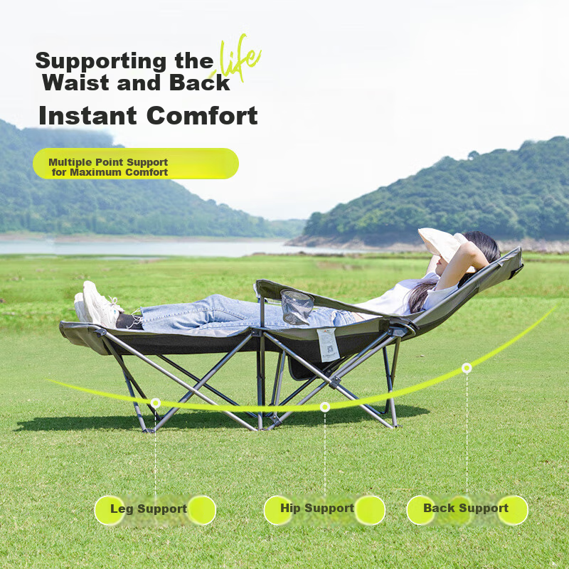 V-CAMP Folding Outdoor Camping Chair, Portable Nap Chair for Hospital Accompaniment, Military Cot, Outdoor Folding Stool