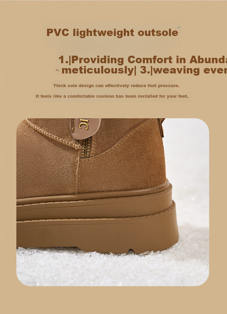 ZHR Snow Boots for Women, New Winter Style, Warm Short Boots, Versatile Thick-Soled Non-Slip Waterproof Cotton Shoes, JT72, Coffee Color, Size 37 8