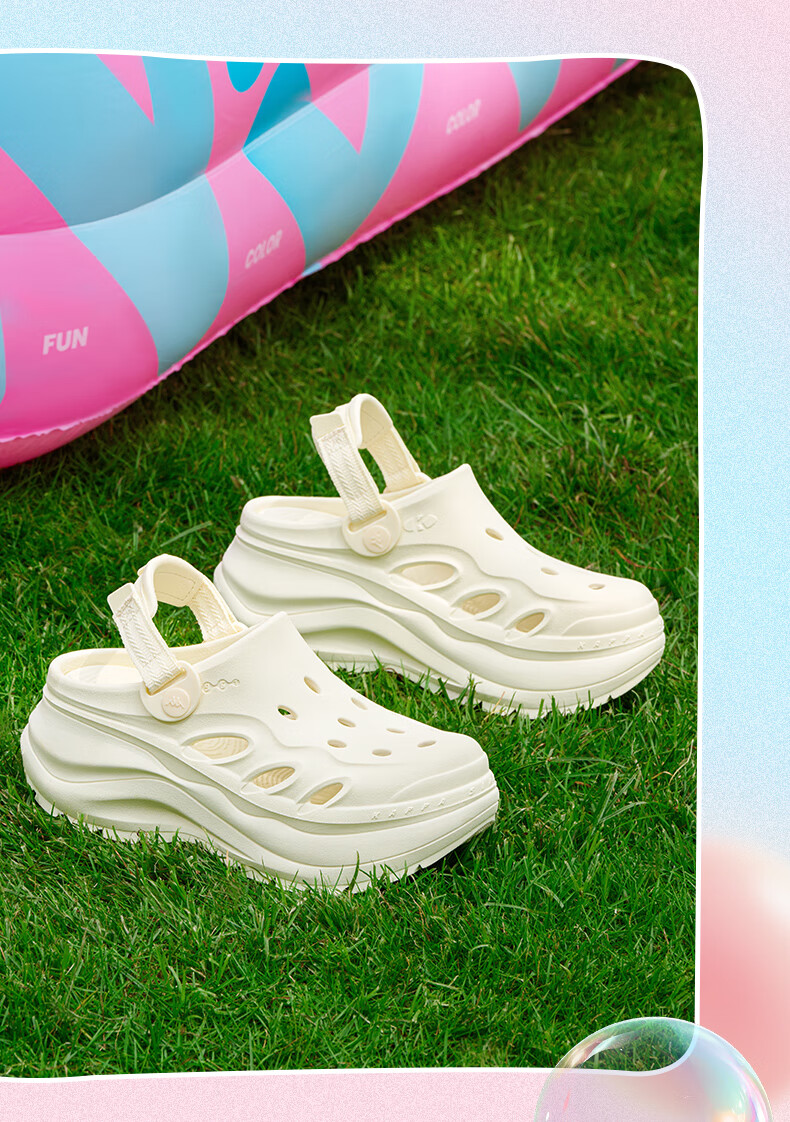 Kappa Official Women's Breathable Hole Shoes Sandals Casual Sports Outdoor Slippers Women's Classic White 37-38 21