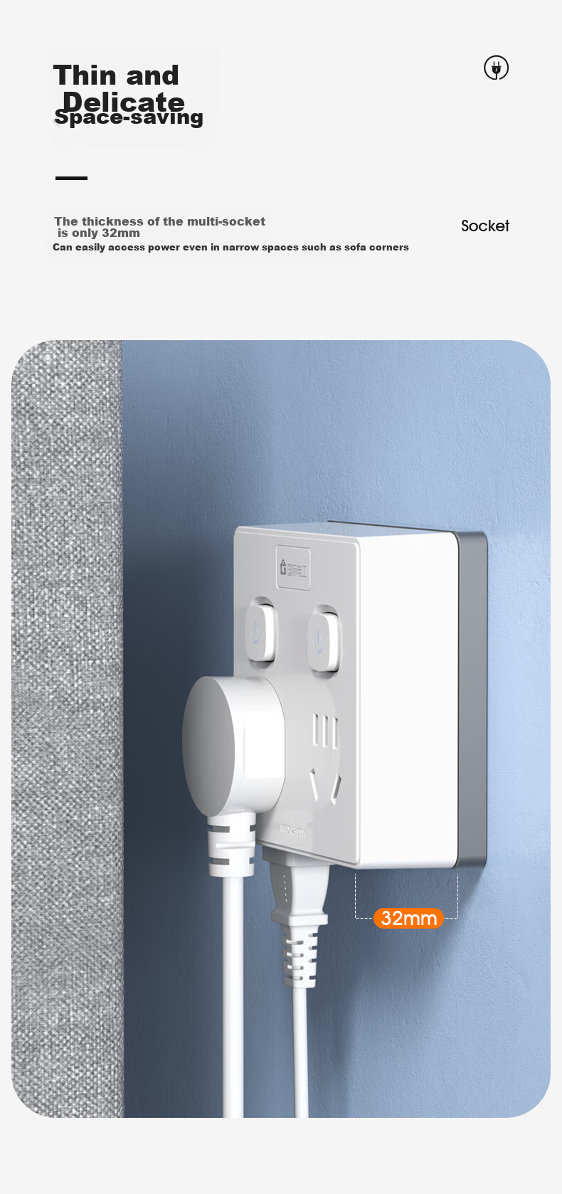 FDD Wireless 86-Type Plug Power Adapter Socket, Multi-Outlet Ultra-Thin High-Power Bedside Cube Socket, One to Fourteen-Hole Outlet [Separate Control Switch], Gray 4