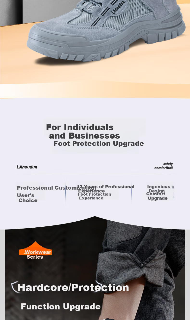 Lanoudun Safety Shoes for Men, Summer Breathable Steel Toe Cap Anti-Puncture Welding Wear-Resistant Non-Slip Work Boots D215 Size 44 2