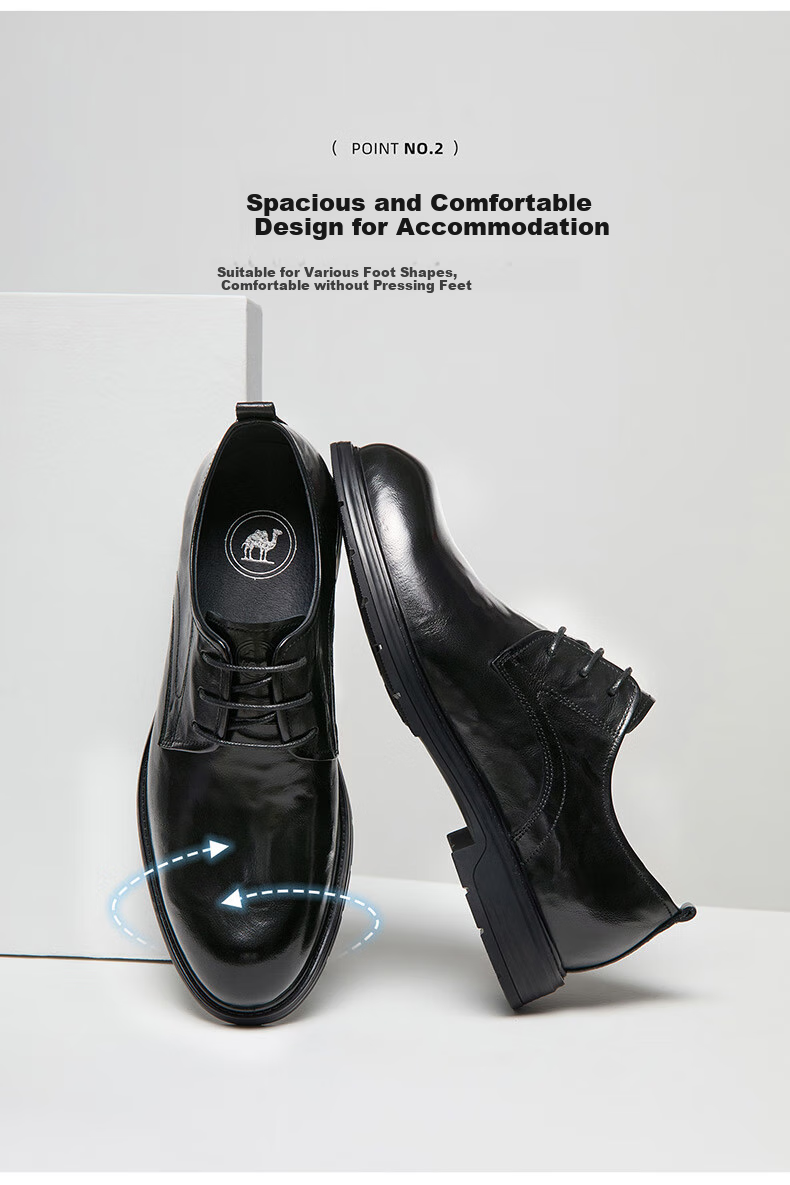 CAMEL Leather Shoes for Men, Casual Fashion Business Lace-Up Formal Derby Wedding Shoes P15S005004 Brown Size 44 3