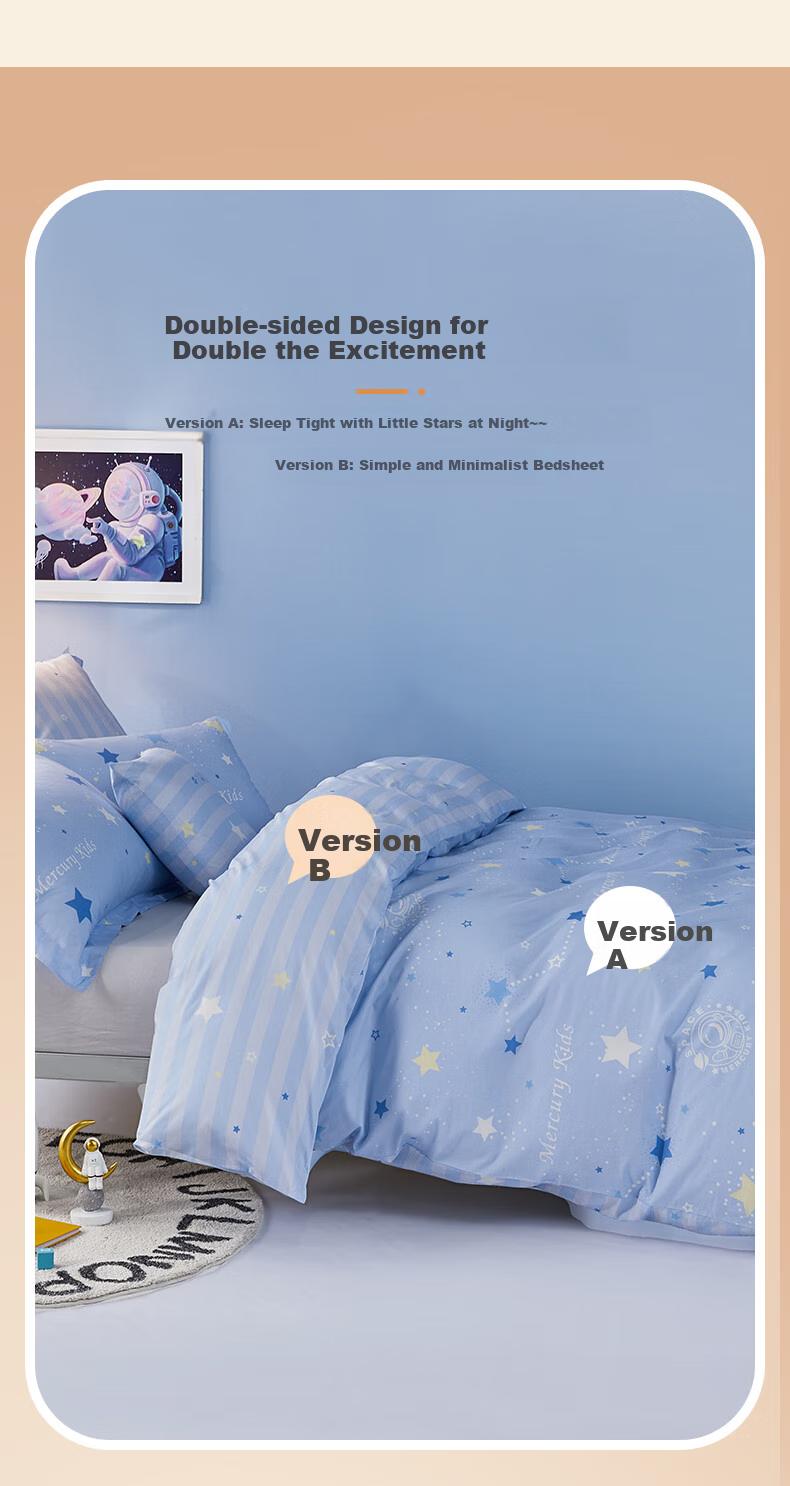 MERCURY Kids Cotton Duvet Cover, 100% Pure Cotton Class A Quilted Bedding, Antibacterial Single Piece Bedding for Double Bed, 220x240cm 7