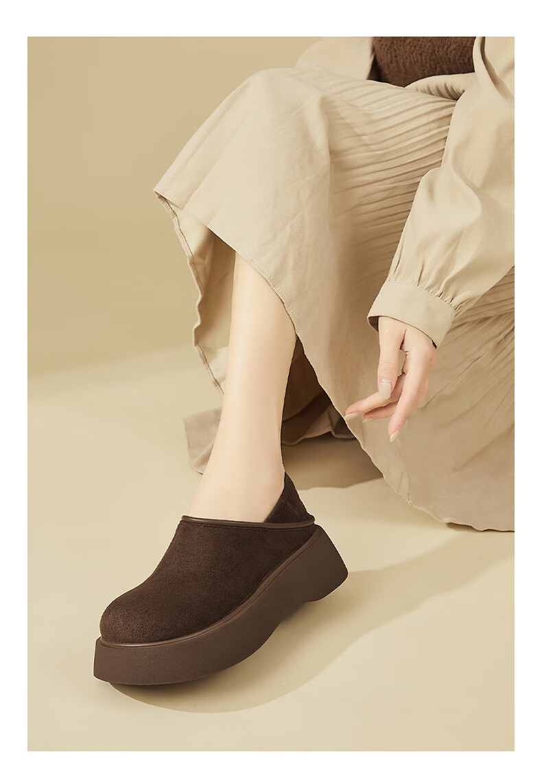 DAPHNE Women's Single Shoes, Fashionable Thick-Soled Retro Two-Way Birkenstock-Style Shoes, Soft-Bottom Versatile Slip-On Women's Shoes, Camel Color Single Lining, Size 35 10