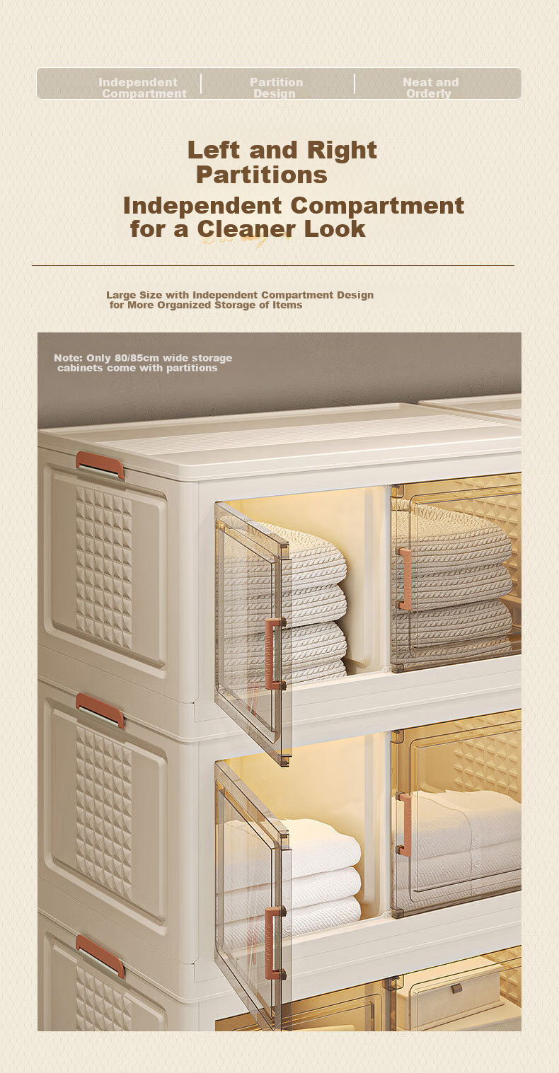 Jiekou Foldable Storage Cabinet Organizer Bookshelf Snack Cabinet, 1 Layer without Wheels 6