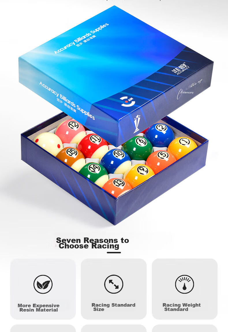 Zhundu Silver Award Pool Ball, English Snooker Standard Pool Ball, Crystal Ball, Pool Table Accessories, 8A Black Diamond 3