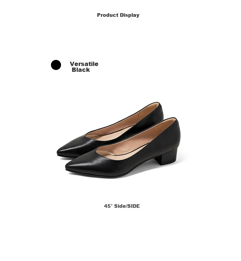 COMELY Women's Single Shoes, Spring And Autumn Air Cotton Soft Sole, Simple Comfortable Chunky Heel Commuter Work Shoes, Black, Size 37 10