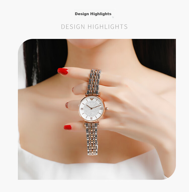 EMPORIO ARMANI Women's Watch AR1926, Starry Sky Diamond-Studded Quartz Watch, Women's Birthday Gift for Girlfriend 2