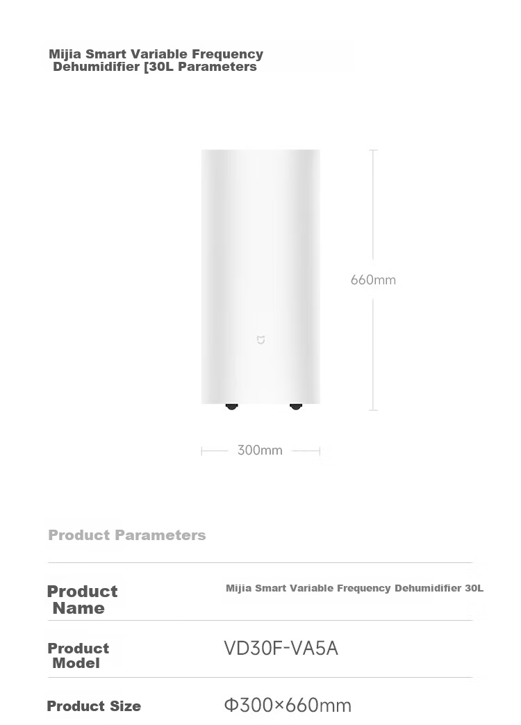 Mijia Xiaomi Dehumidifier Max Full Inverter Dehumidifier Air Purifier All-in-One Home Villa Basement Clothes Drying Dehumidifier VD60J-VA5A 22