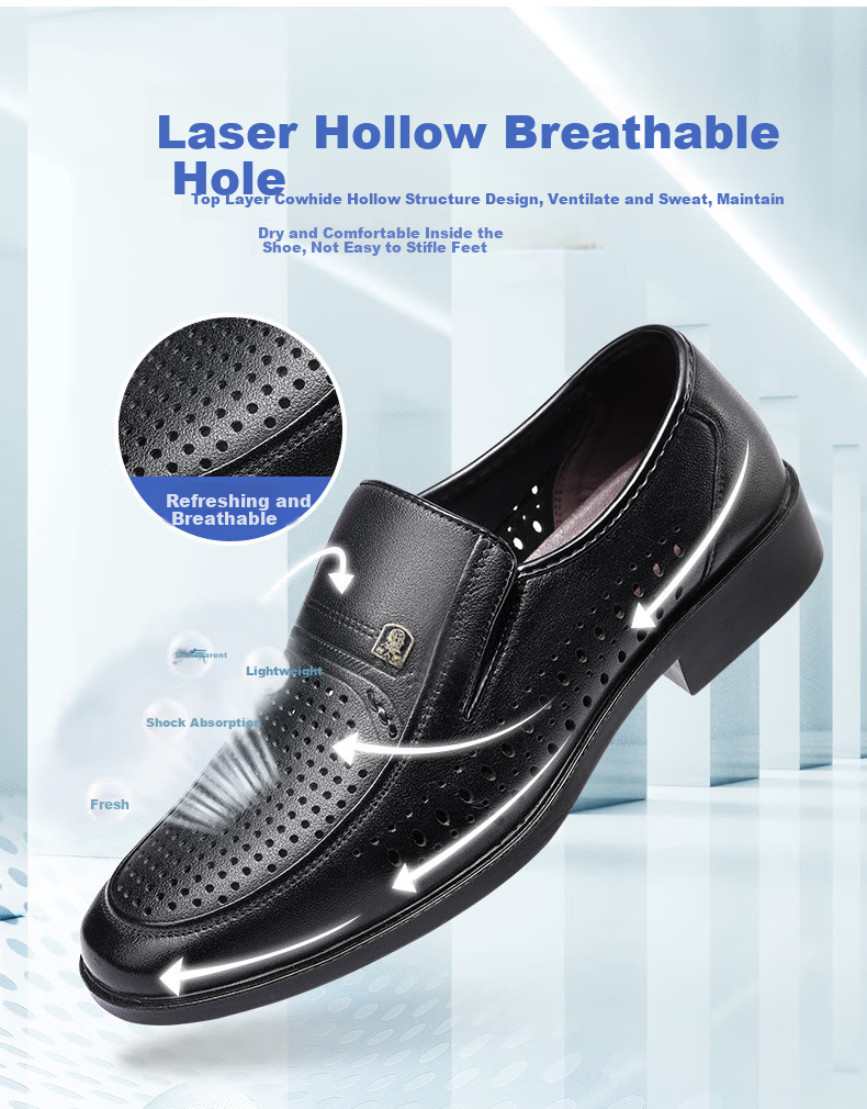 LAORENTOU Men's Leather Shoes, Business Casual Low-Top Slip-On Shoes, Fashionable Dad Shoes, British Driving Shoes A20137 Black Size 38 3