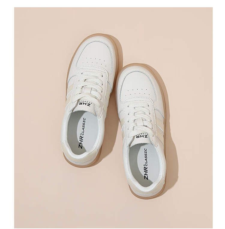 ZHR Women's White Sneakers, New Lightweight Soft-Soled Shoes, Fashionable Versatile Genuine Leather Casual Shoes for Women, ES56, White Silver, Size 38 17