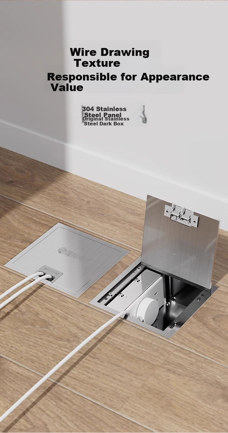 FDD Flat Invisible Floor Socket, Hidden Stainless Steel Waterproof Recessed Floor Socket, Ultra-Thin Floor Socket, Ten-Hole 6