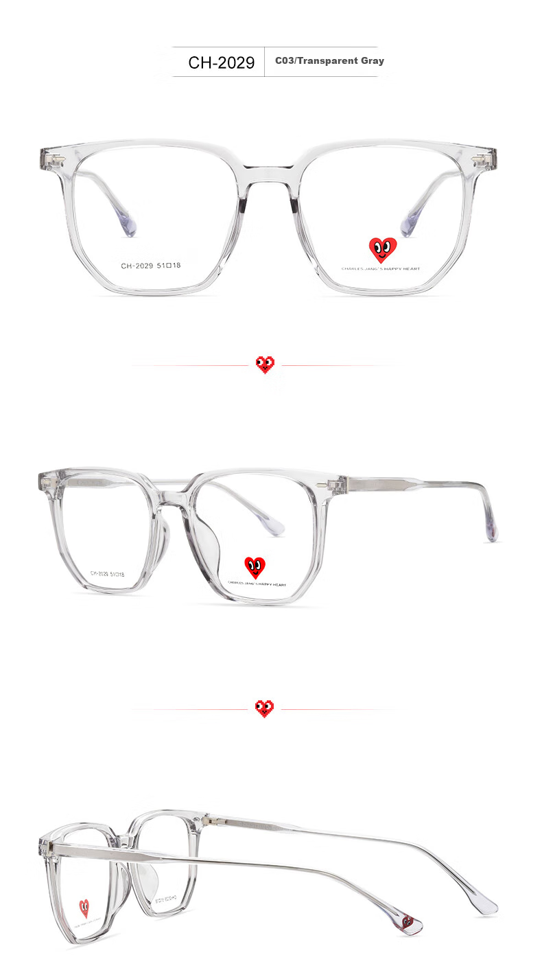 Chaersitaoxin Gradient-Colored Glasses Frame with Anti-Blue Light Lenses, Unisex Large Frame CH2029 for Myopia Correctio 11