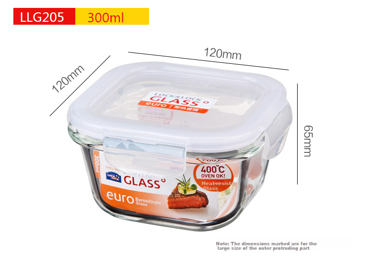 LOCK&LOCK Heat-Resistant Glass Food Storage Containers Set of Three: Sealed Lunch Boxes with Bento Box, Meal Containers And Lunch Bag 1000+750+300ML 7