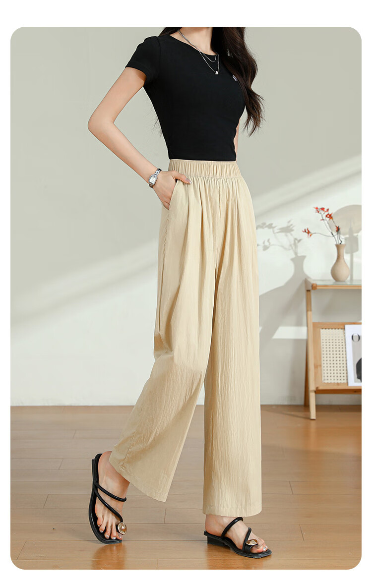 Jeanswest Casual Pants for Women, Summer Trendy Loose-Fitting Draping Solid Color Versatile Yamamoto Wide-Leg Pants, Pink, Size L 12