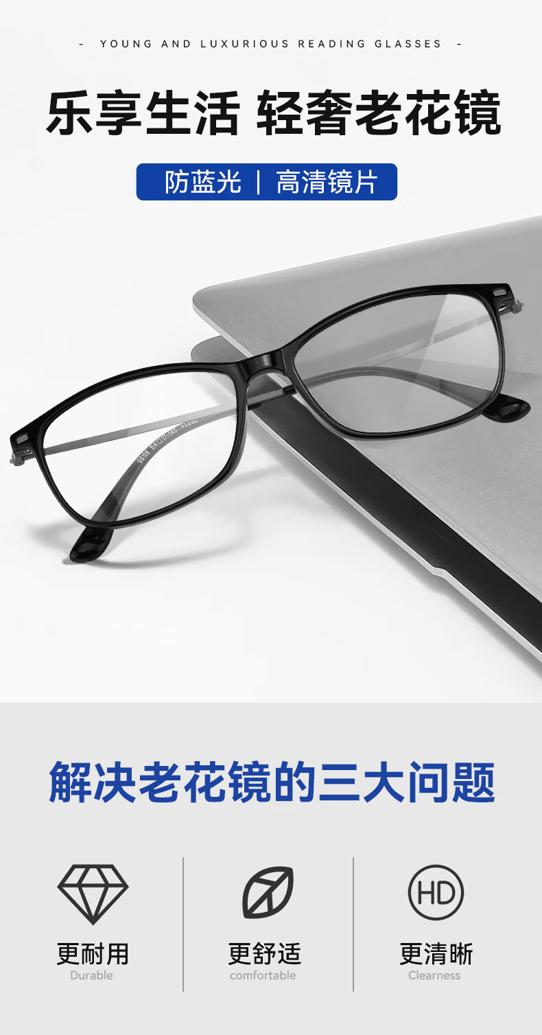 Dr. Ouna Reading Glasses, High-Definition Anti-Blue Light, Premium Presbyopic Glasses for Men And Women, 300 Degrees, Purple Silver 1
