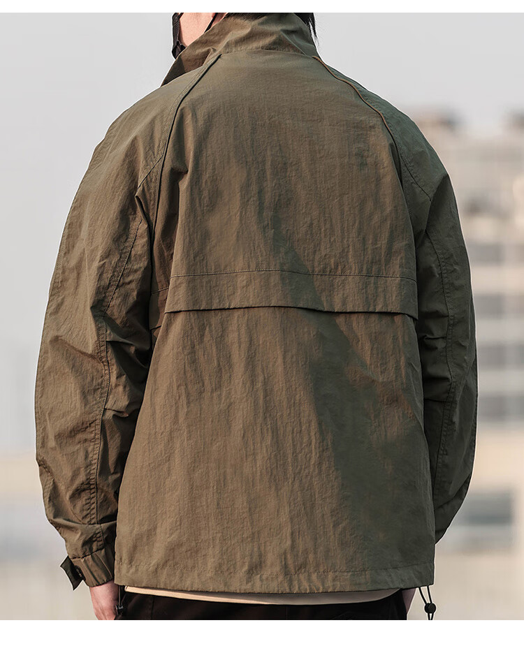 JEEP Men's Autumn Winter Stand Collar Jacket Loose Trendy Workwear Coat Military Green 2XL 2