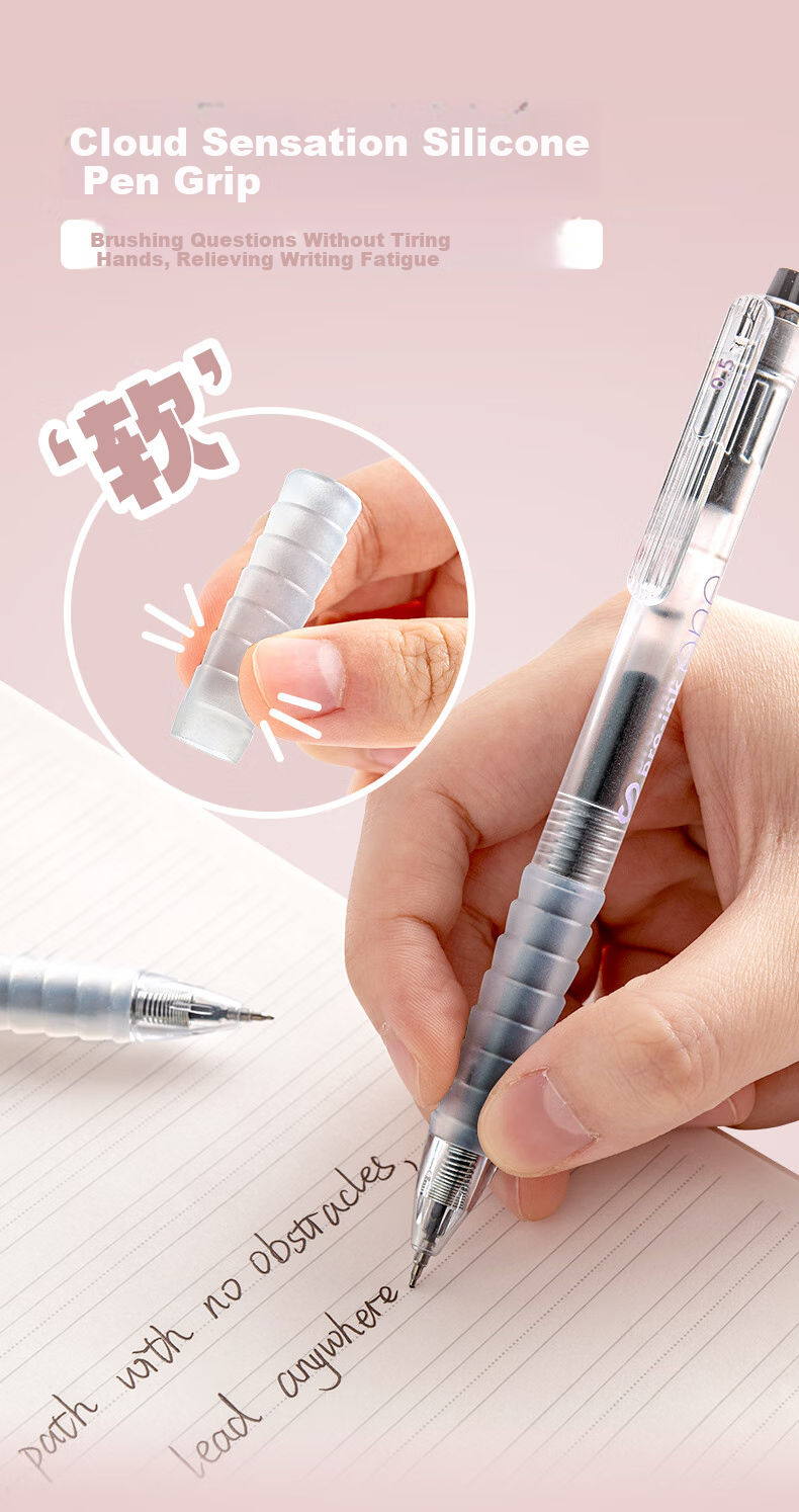 CHENQI STATIONERY Retractable Gel Pen with ST Tip, Exam Writing Pen, Small Smooth Cloud Grip, Black Ink for Exams And Students, Quick-Drying Push-Button Type JG-82/black 3