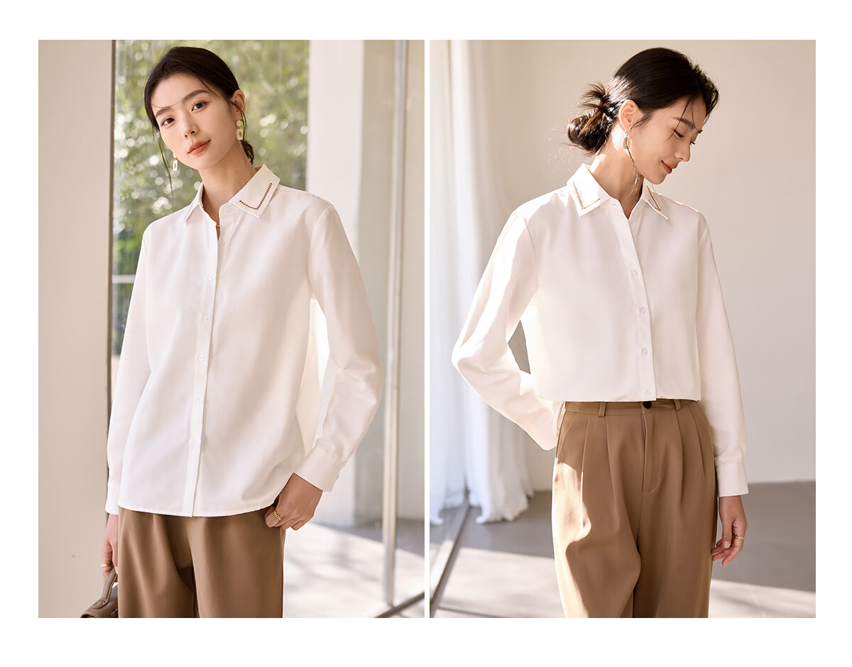 Chushen Women's Spring and Autumn Long Sleeve Shirt Embroidered Lace Design Versatile Commuter Blouse S143C2025 6