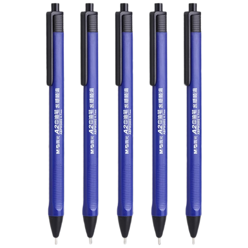 M&G M&G Water-Based Smooth Ballpoint Pen, Medium Oil Pen, 0.7mm Bullet Tip, Soft Rubber Grip, Retractable Pen, Student Office Supplies, Blue, 40 Pieces/box, ABPW3002A