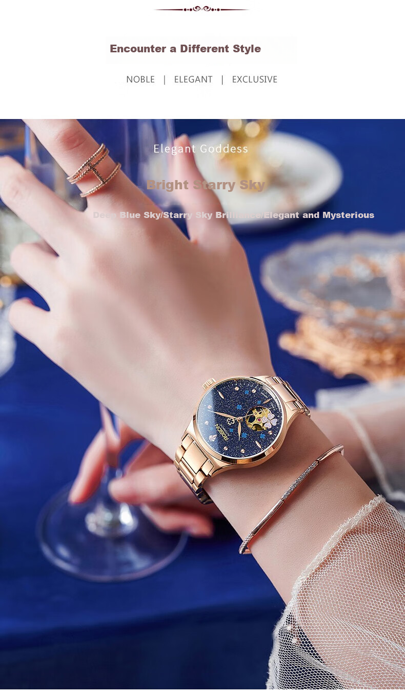 ROS DN Shihua Lucky Four-Leaf Clover Birthday Gift for Girlfriend, Women's Watch, Brand Mechanical Top Ten Watches 12