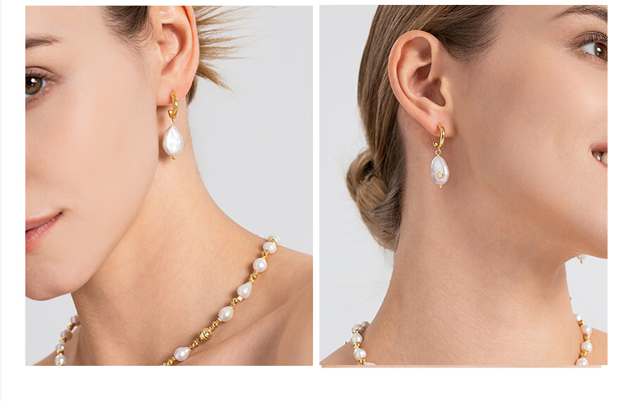 ECILY Xiao Tao Xin Series French Light Luxury Baroque Pearl Elegant Earrings, Heart-Shaped Earrings for Women, Birthday Gift Earrings 4