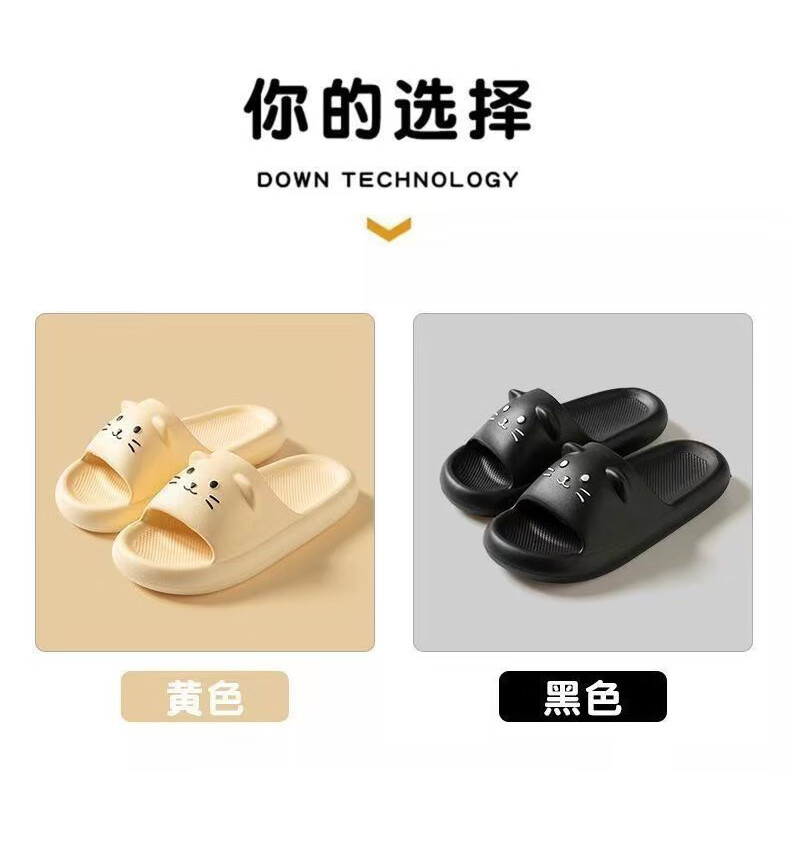 FOOTOPPO Cartoon Kitten Summer Slippers for Women Cute Children's Bathroom Non-Slip Soft Thick Sole Sandals 1