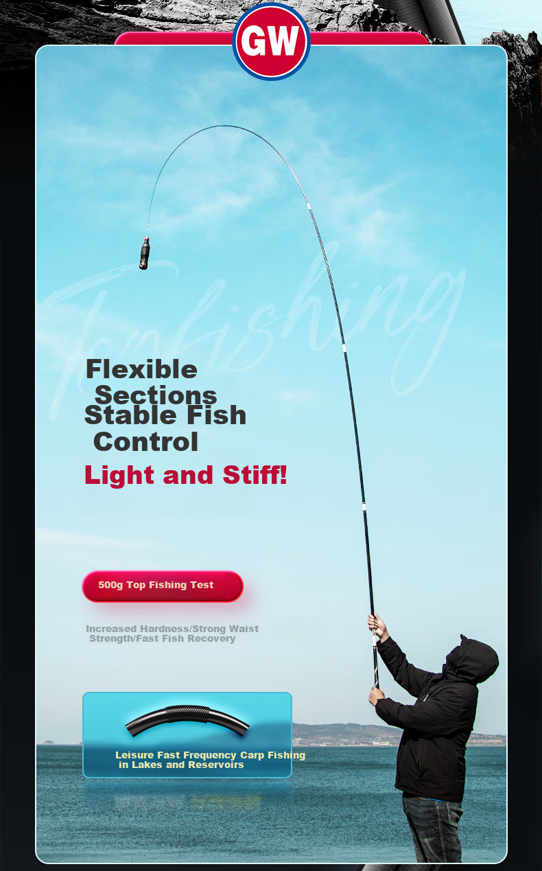 GW Biezhuo Zizun 3.6-Meter 28-Tune Comprehensive Big Fish Rod, Carbon Fiber Pole, Ultra-Light Carp Fishing Rod, Lake And Reservoir Big Fish Rod 6