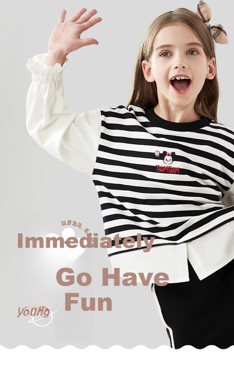 Disney Girls' Sweatshirt, Spring And Autumn Children's Long-Sleeve Shirt, Casual Top for Older Kids, Z233037 Red And White, 160cm 1