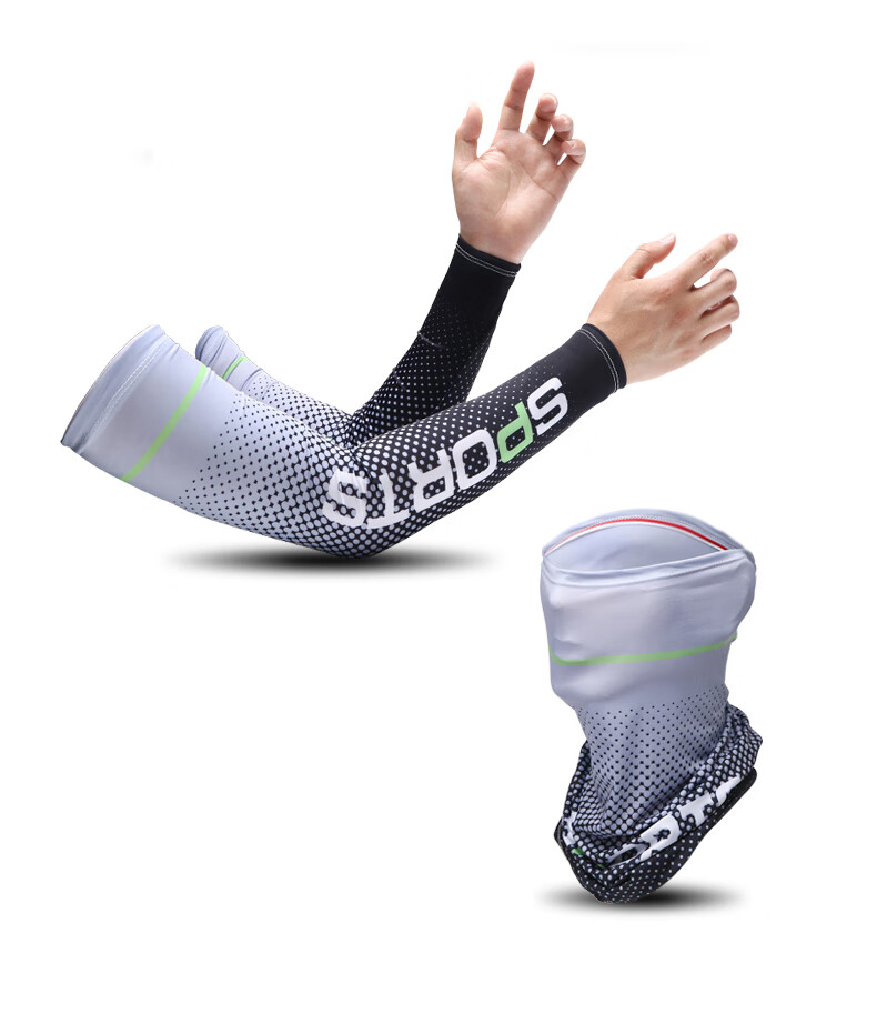 40,000 KM Sunscreen Face Mask and Ice Sleeve Summer Ice Silk Cooling UV Protection Arm Sleeves Cycling Face Mask + Ice Sleeves Gray 10