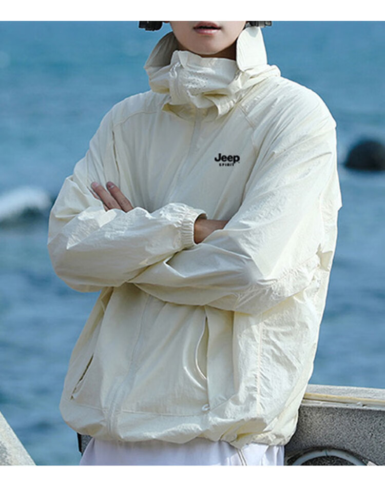 JEEP SPIRIT Unisex Ice Silk Sun Protection Jacket Summer UPF50+ Waterproof UV Protection Coat Off-White 3XL 8