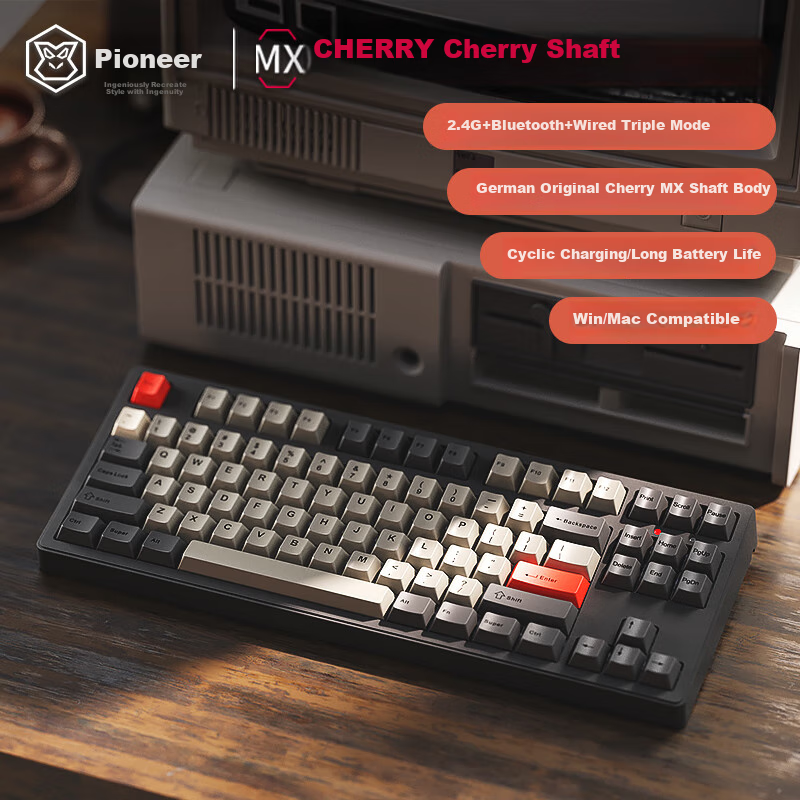 EWEADN CR87 Cherry MX Switch Wireless Mechanical Keyboard Bluetooth Wired Tri-Mode Gaming E-Sports Office 87-Key Computer Laptop Tablet IPad Universal Peripheral