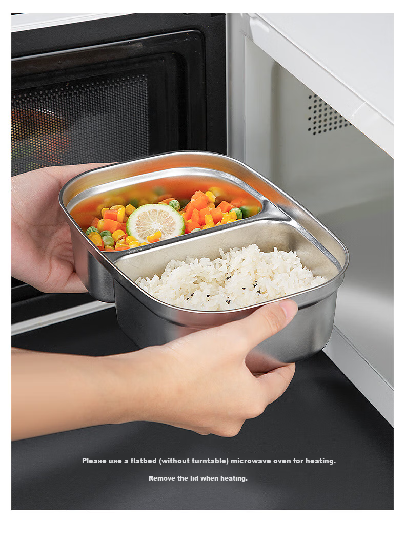 Newair Stainless Steel Lunch Box, Microwave-Safe Food-Grade Compartmented Container for Students And Office Workers, Bento Box 11