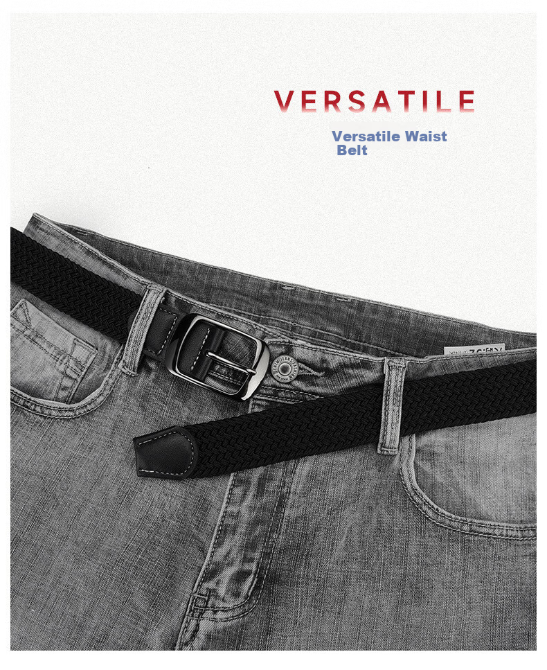 HALFEEL Canvas Belt, Men's Leather Belt with Pin Buckle, Casual Waistband, Trendy Student Versatile Elastic, Woven No-Drill Trouser Belt for Wome 5
