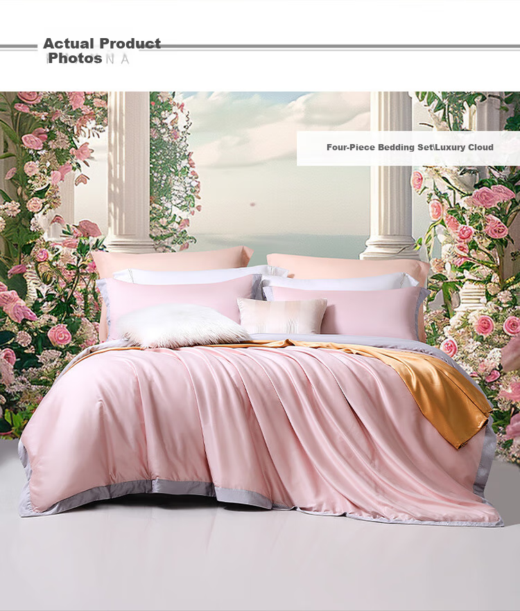 Fuanna 140-Thread Count Double-Ply Long-Staple Cotton Four-Piece Set Luxury Hotel Grade A Bedding Set for 1.5m Bed 12